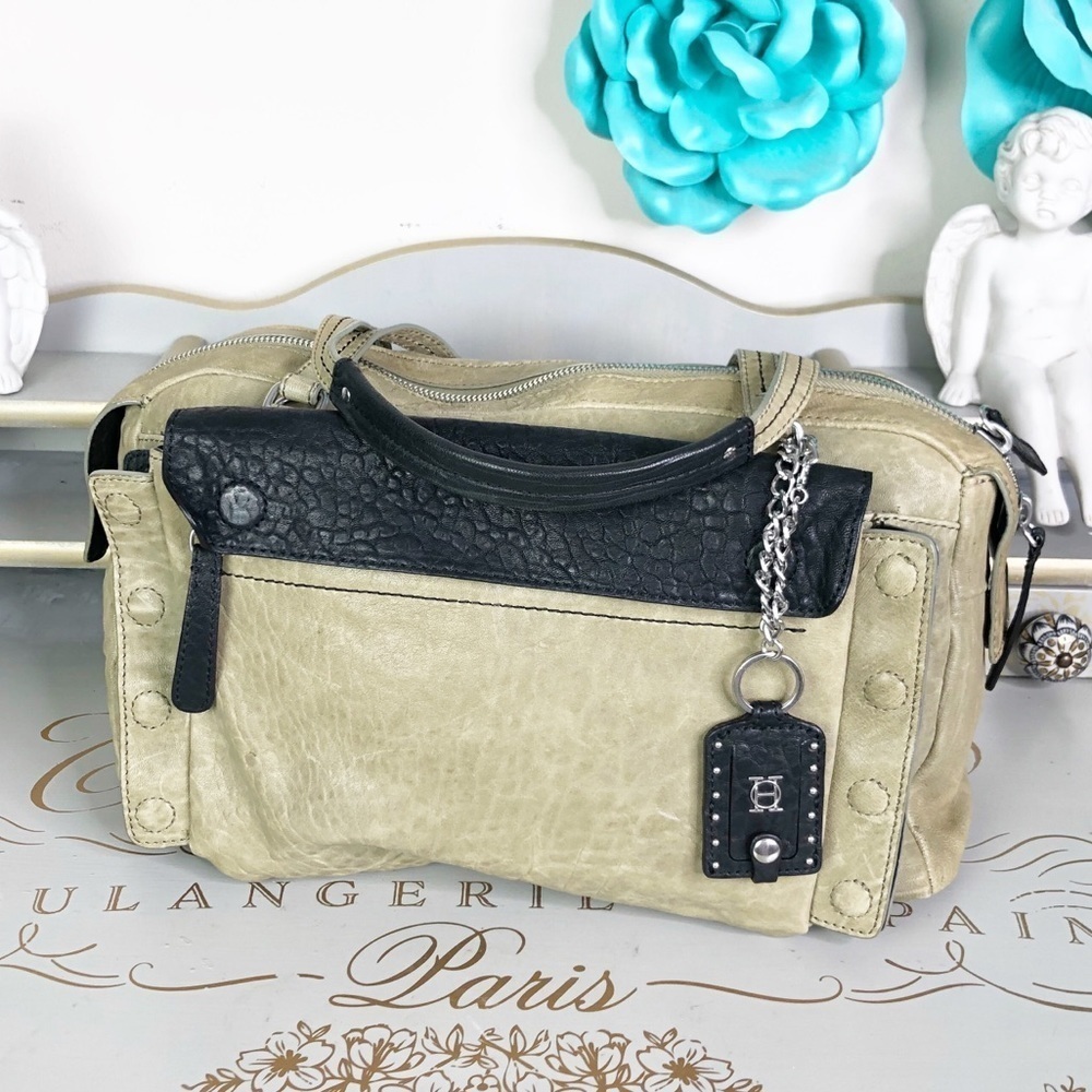 OLIVIA Harris olive green & black hobo bag